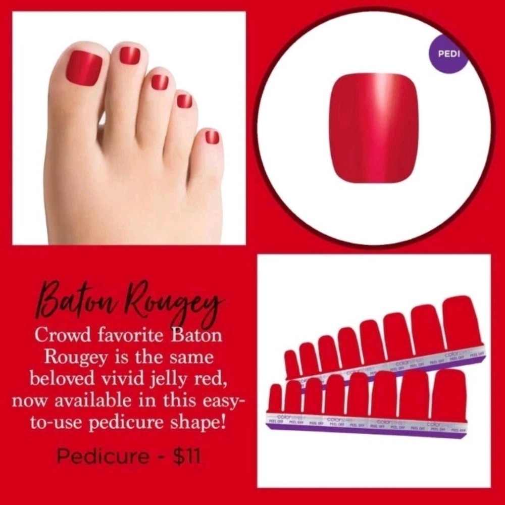 Color Street Pedicure Nail Polish Strips BATON ROUGEY solid Retired
